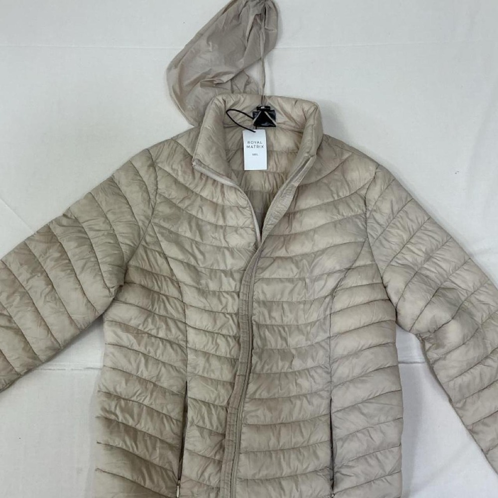 Royal Matrix beige lightweight puffer jacket